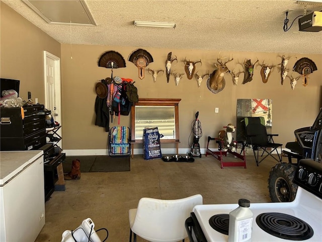 miscellaneous room featuring a textured ceiling