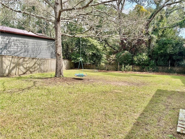 view of yard with a fenced backyard