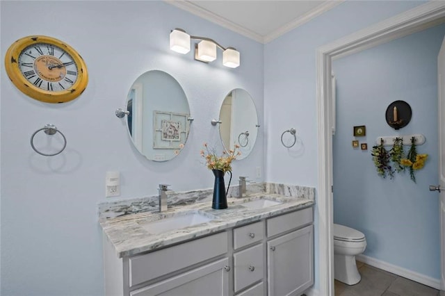 3120 Riviere Du Chien Loop W, Mobile, AL 36693 - bathroom with double vanity, tile patterned flooring, and ornamental molding