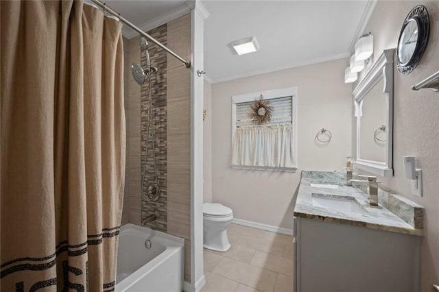 3120 Riviere Du Chien Loop W, Mobile, AL 36693 - full bathroom with crown molding, double vanity, shower / bathtub combination with curtain, and tile patterned floors