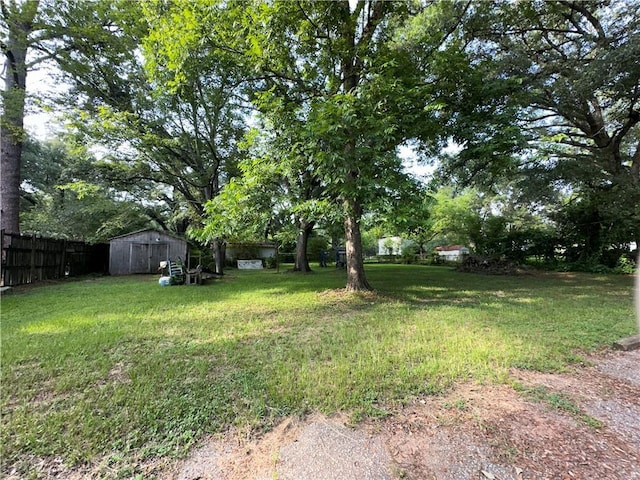 view of yard with a shed