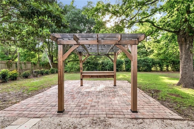 view of patio / terrace featuring a pergola