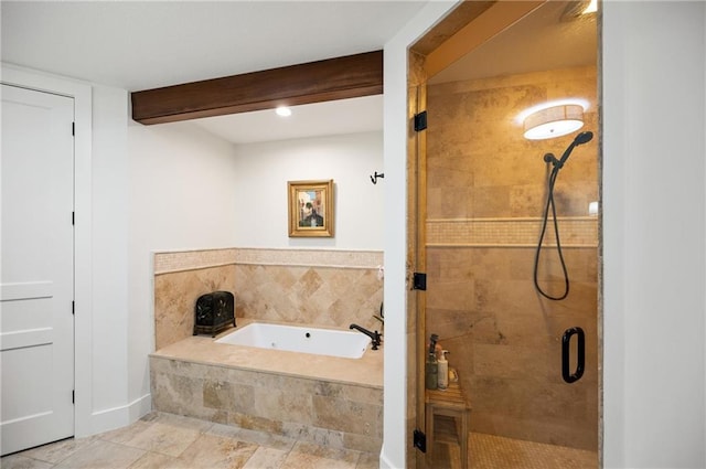 bathroom with separate shower and tub