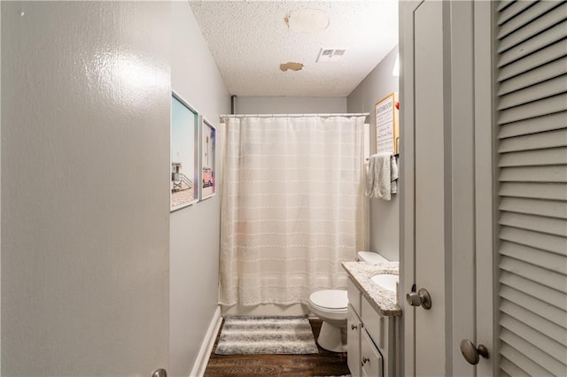 6250 Vivian Broadus Rd, Eight Mile, AL 36613 - bathroom with vanity, wood finished floors, and a textured ceiling