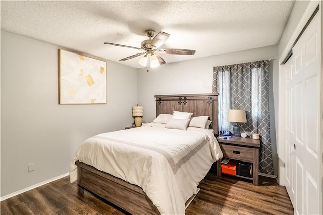 6250 Vivian Broadus Rd, Eight Mile, AL 36613 - bedroom with wood finished floors, a closet, a textured ceiling, and a ceiling fan