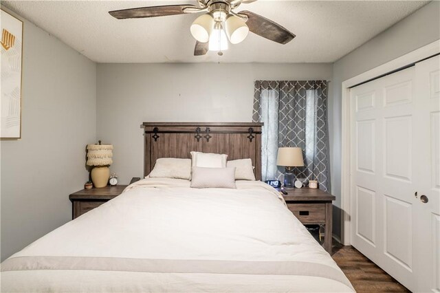 6250 Vivian Broadus Rd, Eight Mile, AL 36613 - bedroom with dark wood-type flooring and a ceiling fan