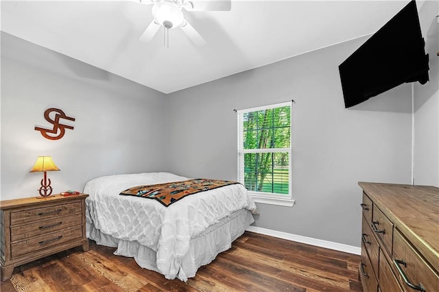 8255A Dixon Rd, Bay Minette, AL 36507 - bedroom with dark wood-type flooring, baseboards, and ceiling fan