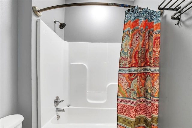 8255A Dixon Rd, Bay Minette, AL 36507 - full bathroom with toilet and shower / bath combination with curtain
