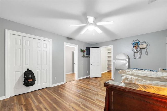 8255A Dixon Rd, Bay Minette, AL 36507 - bedroom featuring wood finished floors, baseboards, and ceiling fan