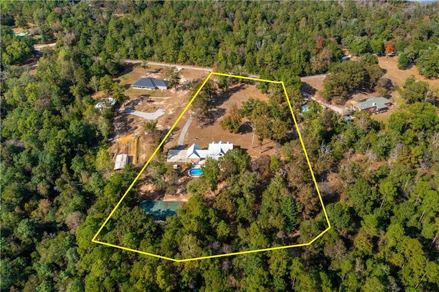 9075 Hamm Cir, Wilmer, AL 36587 - aerial view of property's location featuring property parcel outlined and a forest