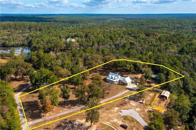 9075 Hamm Cir, Wilmer, AL 36587 - aerial overview of property's location with a forest and property parcel outlined