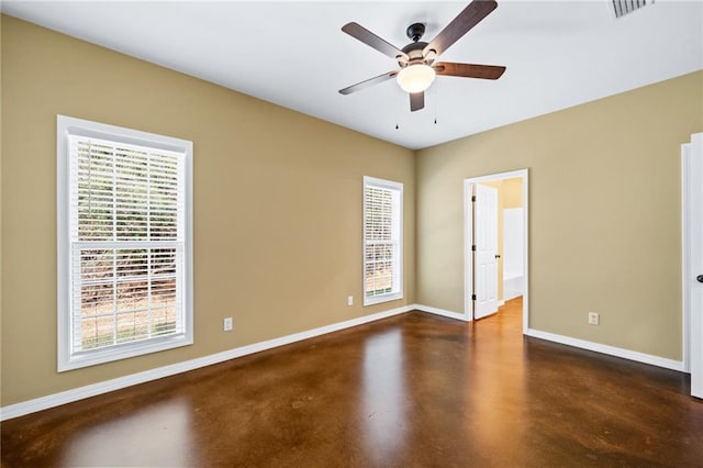 unfurnished bedroom featuring ceiling fan