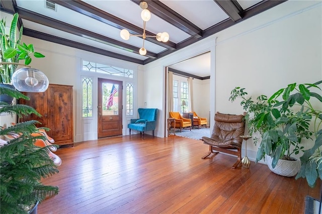 7 Reed Ave N, Mobile, AL 36604 - foyer with beamed ceiling and hardwood / wood-style flooring