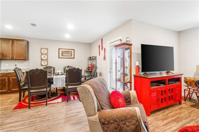 living room featuring light hardwood / wood-style flooring