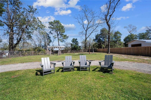 view of yard featuring a fenced backyard