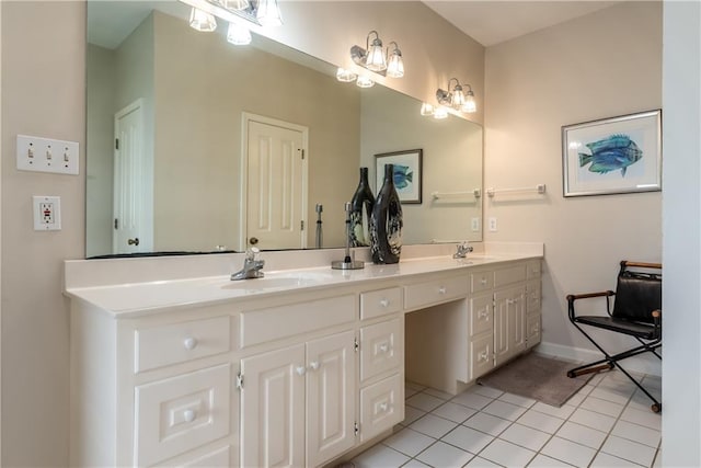 bathroom featuring tile patterned flooring and vanity