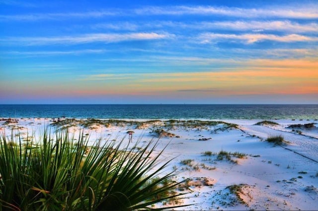 property view of water featuring a view of the beach