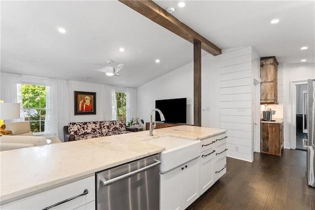 205 George St, Mobile, AL 36604 - kitchen with dishwasher, open floor plan, a sink, healthy amount of natural light, and recessed lighting