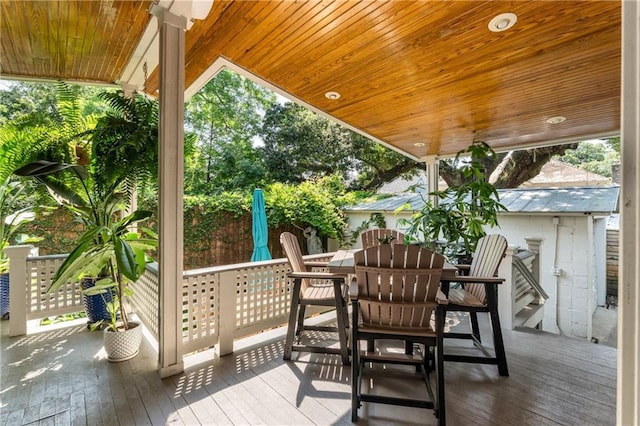 205 George St, Mobile, AL 36604 - wooden deck featuring outdoor dining space