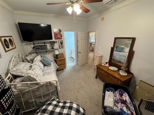5541 Riverwood Lndg, Theodore, AL 36582 - bedroom featuring carpet flooring, crown molding, and ceiling fan