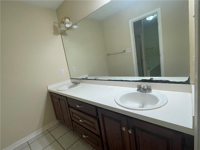 bathroom featuring tile patterned flooring and vanity