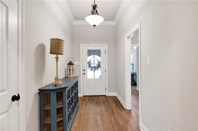 1484 Fenton Cir, Foley, AL 36535 - entryway with crown molding, wood finished floors, and baseboards