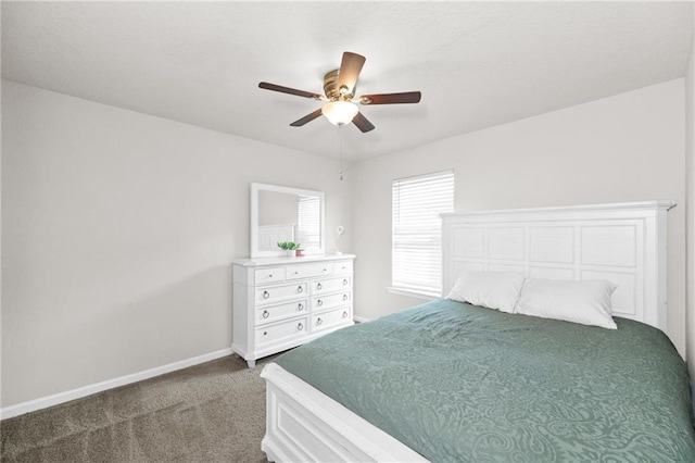 bedroom with carpet floors and ceiling fan