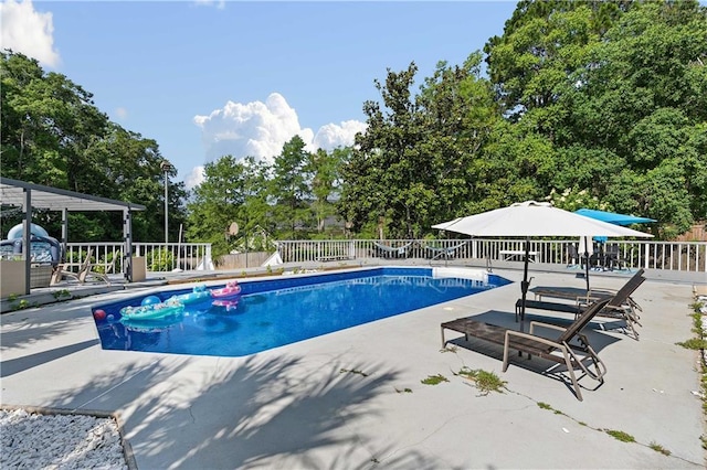 view of pool featuring a patio