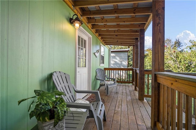 wooden deck with covered porch