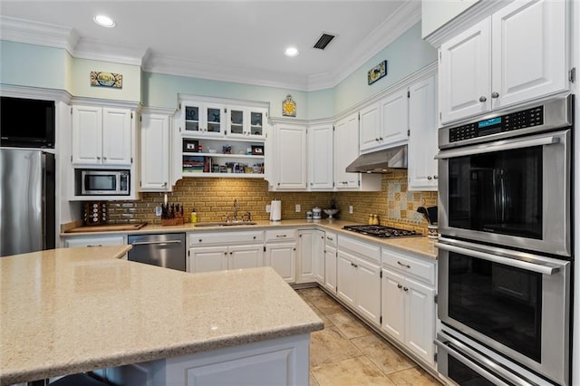 kitchen featuring white cabinets, sink, and stainless steel appliances