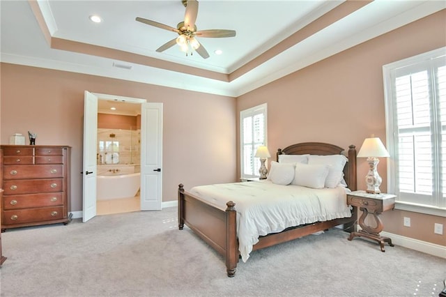 8529 Crepe Myrtle Ct, Mobile, AL 36619 - bedroom with visible vents, a raised ceiling, baseboards, and carpet floors