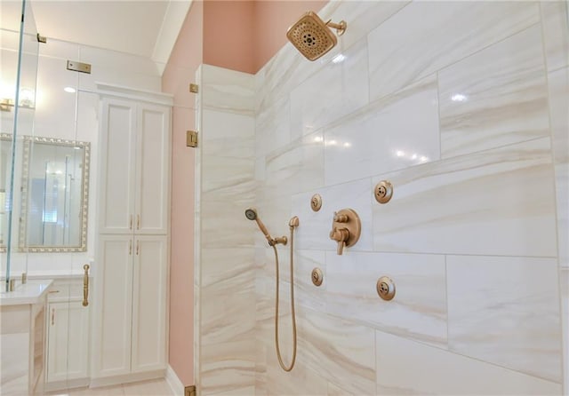 8529 Crepe Myrtle Ct, Mobile, AL 36619 - bathroom featuring vanity and tiled shower