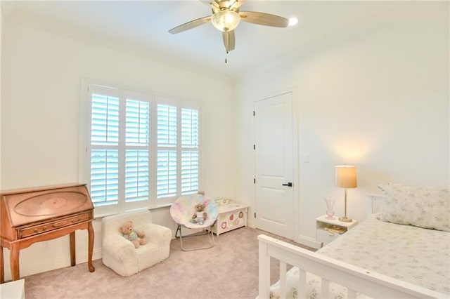 8529 Crepe Myrtle Ct, Mobile, AL 36619 - bedroom with carpet flooring, a ceiling fan, and baseboards