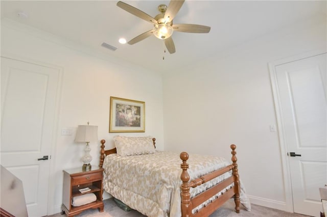 8529 Crepe Myrtle Ct, Mobile, AL 36619 - bedroom featuring baseboards, ornamental molding, light colored carpet, and visible vents