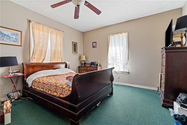 201 Catherine St S, Mobile, AL 36604 - bedroom featuring ceiling fan, carpet, baseboards, and a textured ceiling