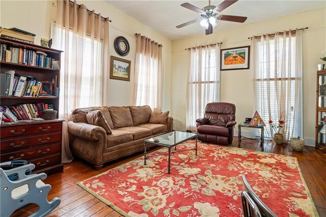 201 Catherine St S, Mobile, AL 36604 - living area with hardwood / wood-style floors and ceiling fan