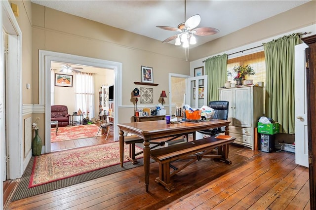 201 Catherine St S, Mobile, AL 36604 - dining area with ceiling fan and hardwood / wood-style flooring