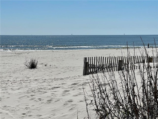 exterior space featuring a beach view