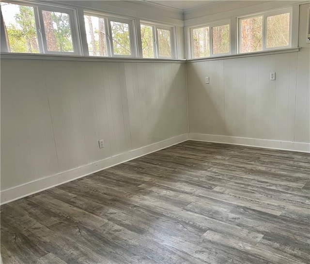 spare room with dark hardwood / wood-style flooring