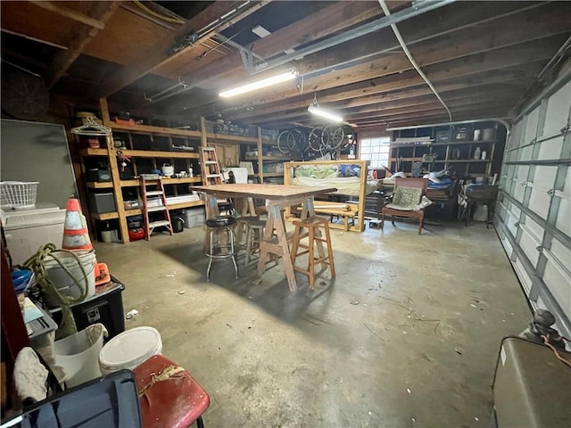 basement featuring a workshop area