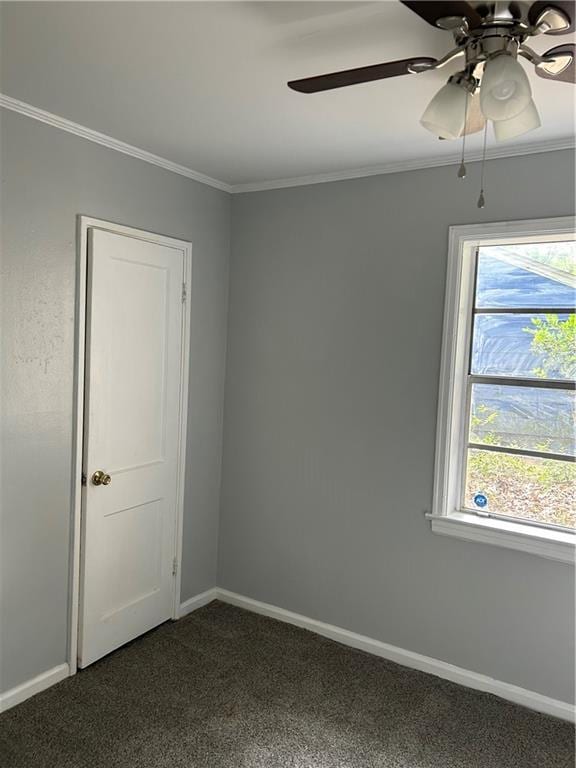 3052 Jane St, Mobile, AL 36606 - spare room featuring crown molding, ceiling fan, and plenty of natural light