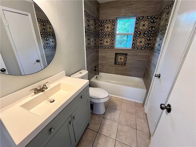 8636 Boe Rd, Irvington, AL 36544 - bathroom with vanity, toilet, bathing tub / shower combination, and tile patterned flooring