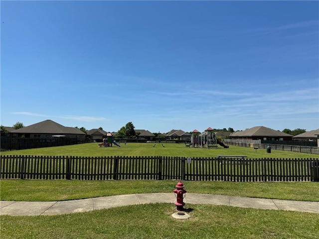 view of yard with a playground