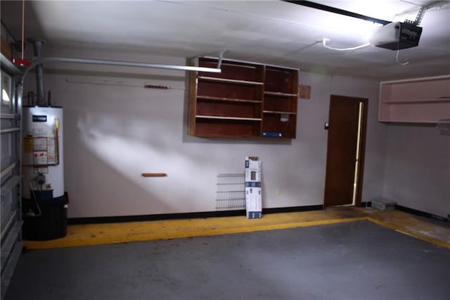 6500 Camden Cir, Mobile, AL 36618 - garage featuring a garage door opener, gas water heater, and baseboards