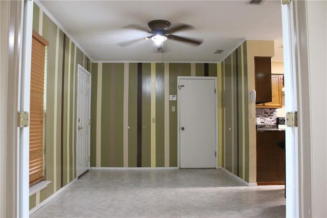 6500 Camden Cir, Mobile, AL 36618 - corridor featuring wallpapered walls and ornamental molding