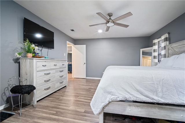 2017 Knollwood Dr, Mobile, AL 36609 - bedroom with baseboards, light wood finished floors, and ceiling fan