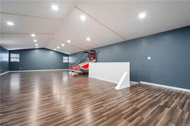 2017 Knollwood Dr, Mobile, AL 36609 - additional living space with wood finished floors, baseboards, recessed lighting, and vaulted ceiling