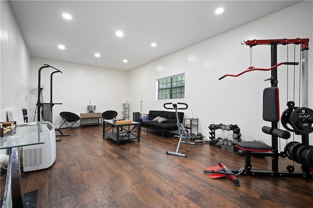 2017 Knollwood Dr, Mobile, AL 36609 - workout room with wood finished floors and recessed lighting