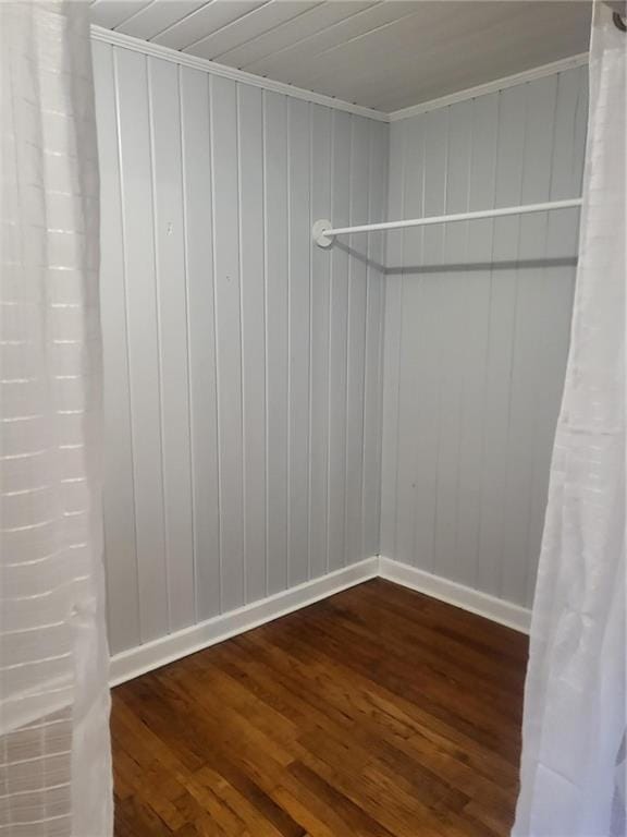 spacious closet featuring dark hardwood / wood-style floors