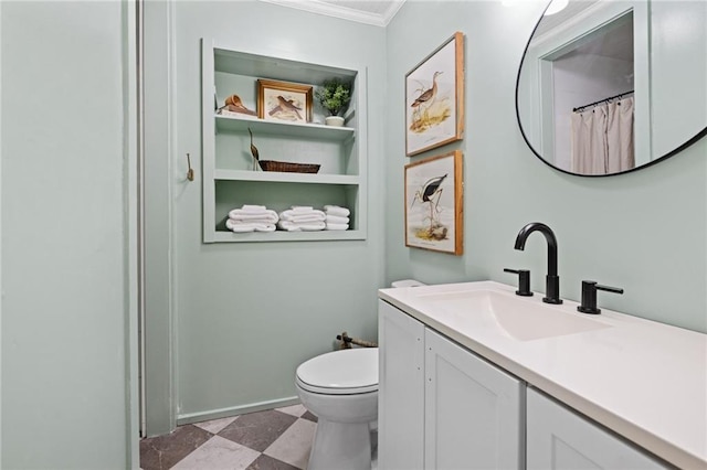 4950 Santos Dr E, Mobile, AL 36619 - full bathroom with vanity, ornamental molding, and toilet